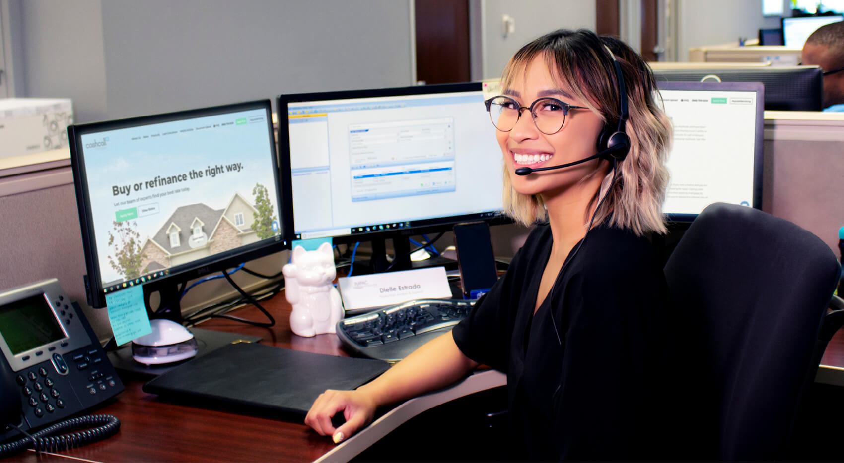 Impac Cashcall customer service rep with headset